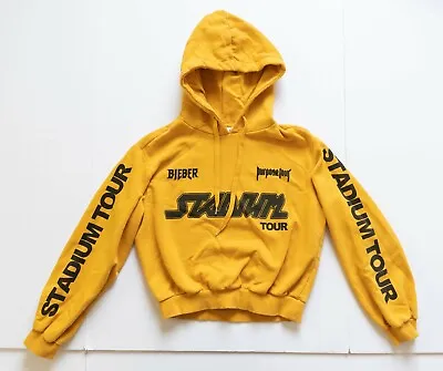 Justin Bieber Sweatshirt Women's Small Yellow Cropped Hoodie Purpose Tour H&M  • $18.88