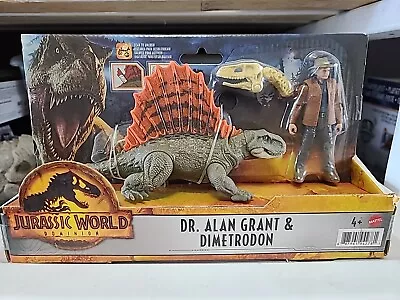 Jurassic World Dominion DR ALAN GRANT & DIMETRODON Human & Dinosaur Figure NEW • $18