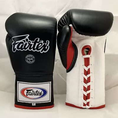 Fairtex Muay Thai Kick Boxing Gloves Bgl6 Black White Red Color Lace Up Mma K1 • $105