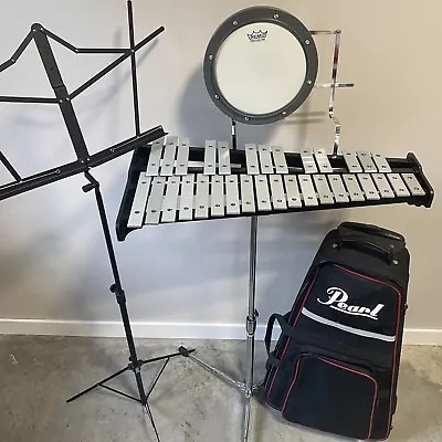 Pearl 32 Note Xylophone Bell Student Percussion Kit W/ Stand Drum Pad And Case • $64.95