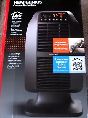 Honeywell Heat Genius Ceramic Heater Black 1500 Watt 6 Heat Settings NIB • $44.99