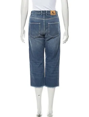 $65.34 • Buy ALEXACHUNG Cropped Boyfriend High Rise Blue Denim Jeans W/ Raw Hems, Size 28