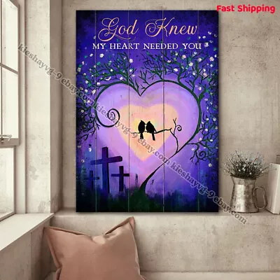 Couple Poster - Bird Couple Shadow Under The Moon Cross Poster - Gift For ... • £14.86