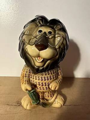 Lefton Hubert Lion Bank Chicago Mascot Glasses Dollar Signs H13384 With Stopper • $22