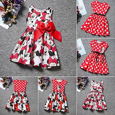 Minnie Mouse Toddler Kids Tutu Skirt Sundress Birthday Party Dress Girls Clothes • £6.49