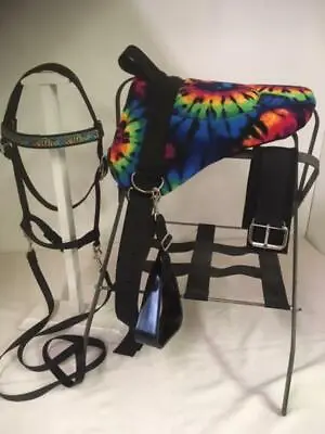  Miniature Horse / Sm Pony Bareback Saddle Pad Set  Bitless Bridle - Tye Dye   • $69.74