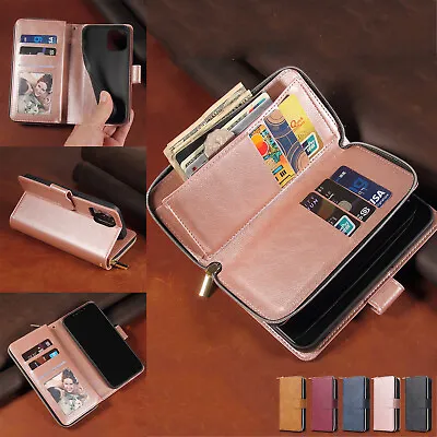 $21.22 • Buy For IPhone 14 13 Pro Max 12 11 X XS 87 Zipper Leather Card Purse Wallet Bag Case