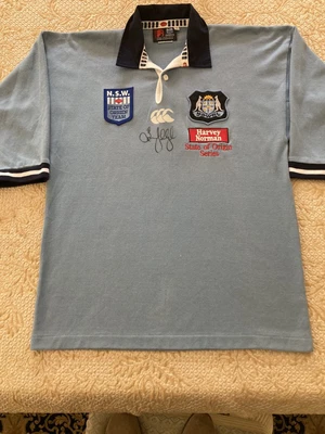 $225 • Buy Retro NSW State Of Origin ARL Rugby League Jersey Signed By Bradley Clyde