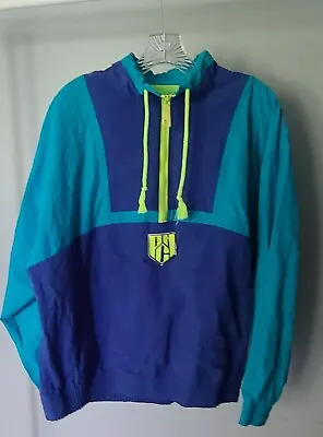 Vintage Pacific Coast Highway Pullover Jacket Sz M PCH 90'S Blue Green Block A3 • $20