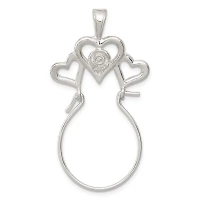 Sterling Silver Triple Heart Charm Holder Jewelry 44mm X 23mm • £19.64