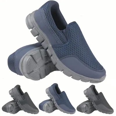 Mens Slip On Pumps Memory Foam Casual Walking Gym Sports Trainers Shoes Size • £12.95