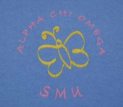 $10 • Buy T-shirt Medium Alpha Chi Omega Sorority Smu Mustangs 20 Inches Pit To Pit