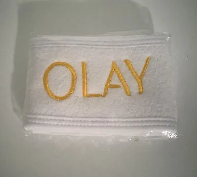 NEW! White Terry Cloth Spa Headwrap Band Gold OLAY Logo. • $9