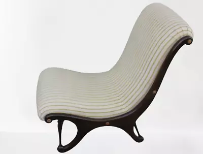 Vintage Slipper Chair Mid 20th Century Beige Upholstery Elegant Silhouette • $1080