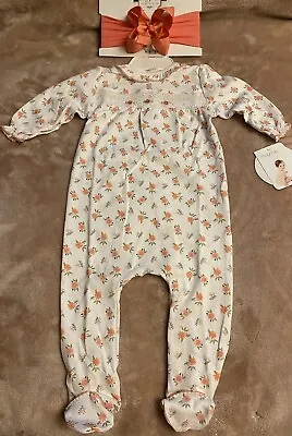 Girls NWT Magnolia Baby Smocked Footie Romper Free Bow 9 Months • $43.77