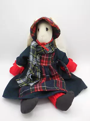 Christmas Bunny Rabbit Rag Doll Plaid Christmas Dress Handmade • $19.99