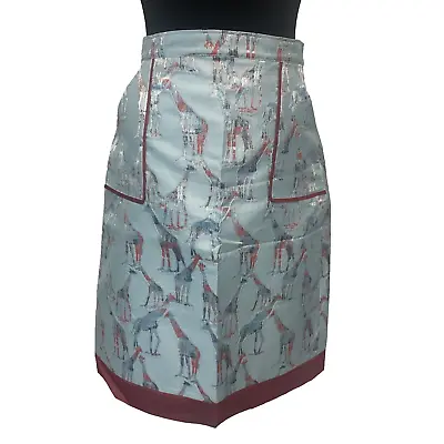 Lagom Riviera Skirt 10 Giraffe Jacquard Design Midi Light Blue Sheen BG15 • £10