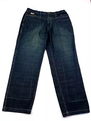 Johnny Blaze Jean Men 38x32 Blue Stone Washed Baggy Fit Straight Leg Flap Pocket • $39.87