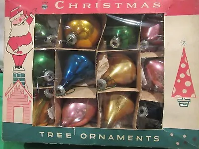 12 Vintage Mercury Glass Christmas Tree Balls Ornaments Usa W/ Box • $39