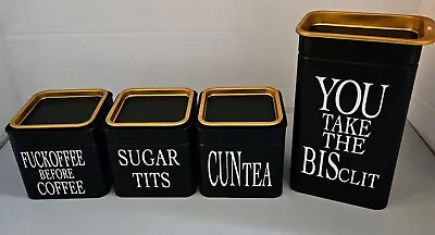 Rude TeaCoffeeSugar Biscuits Canisters Set Of 4 Free Delivery • £24