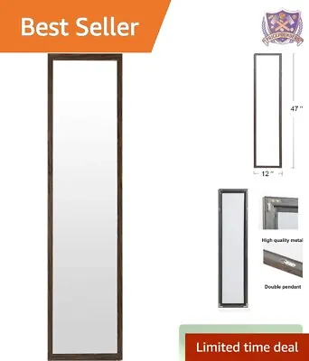Large Premium High-Quality Full Length Mirror - 47x12 Inch - Brown - Mounted • $78.82
