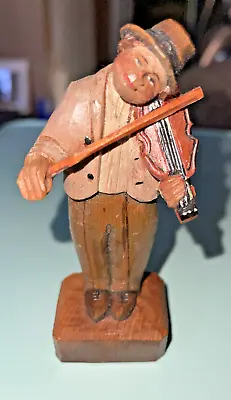 ANRI Italian Wood Carved Man W/Violin Original Sticker Great Condition #6 Of 77 • £56.87