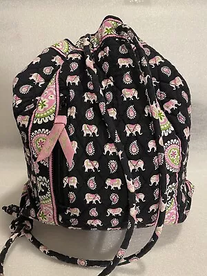 Vera Bradley Retired Paisley Pink Elephant Drawstring Backpack Book Bag/Purse • $15