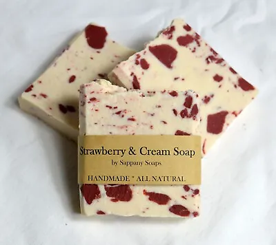 Handmade Strawberry Cream Soap Vegan Organic  Ingredients NATURAL Coconut Milk • £4.25