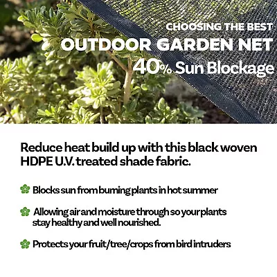 40% Sunblock Mesh Garden Netting Greenhouse Shade Cover With Grommets In Black • $13.19