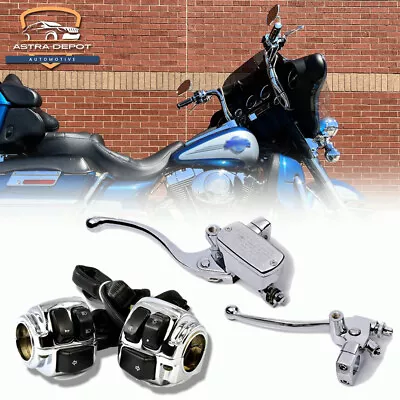 1  Chrome Clutch & Hydraulic Master Cylinder Brake Levers W/ Switches For Harley • $68.98