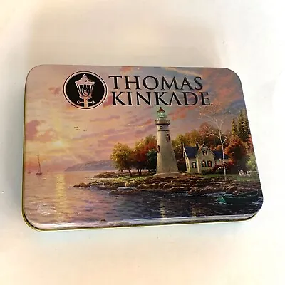 Thomas Kinkade Playing Cards Boxed Set Lighthouse Metal Box 2014 • $18