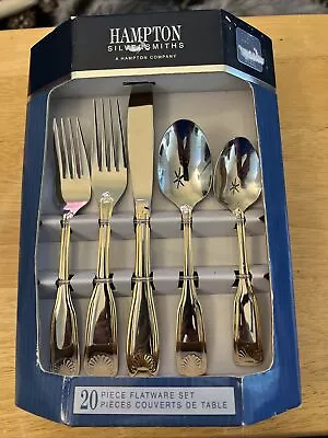 Hampton Silversmiths SHELL PG Flatware Utensils 20 Piece Set Stainless 18/0 NOS • $51.91