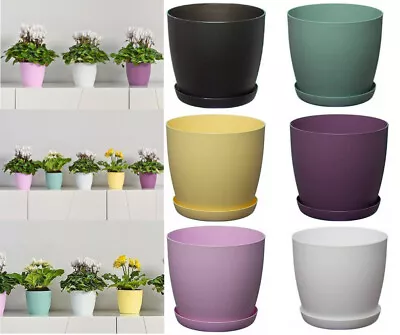 £9.89 • Buy  Flower Pots  Plant Pots Plastic Planter Saucer Tray 6 Colours  Deco  Aga Pastel