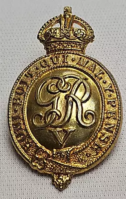 Vintage Military George V Honi Soit Qui Mal Y Pense Brass Cap Beret Badge • £15