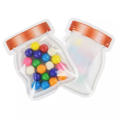 200 Mason Jar Glossy Clear White Zip Bag Stand Up Food Packaging Pouch Organizer • $36.98