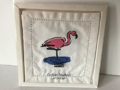 Flamingo Linen Cocktail Napkins From In House Vintage Style Original Box • $10.99