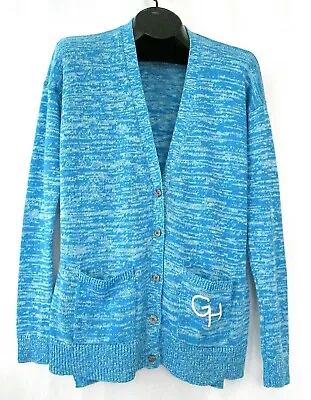 $14 • Buy Gilly Hicks Cardigan Sweater Womens S Blue Oversized V Neck Pockets Long Sleeves