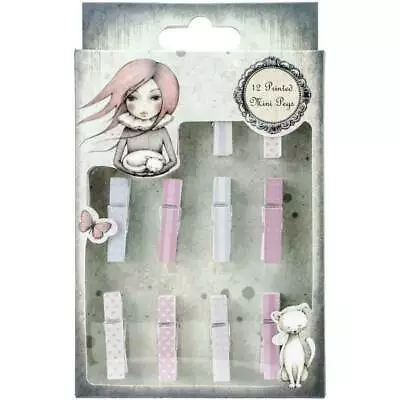 Santoro 'Mirabelle' Set Of 12 Wooden Printed Mini Pegs • £3.49