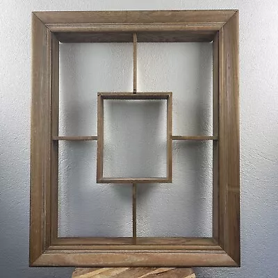 Vintage L 50s Mid-Century Modern Divided Shelves Wooden Frame Shadow Box Display • $248