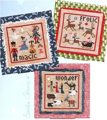 Heart In Hand CHRISTMAS SQUARE DANCE 4 3 Cross Stitch Charts& Embellishment Pack • $9.50