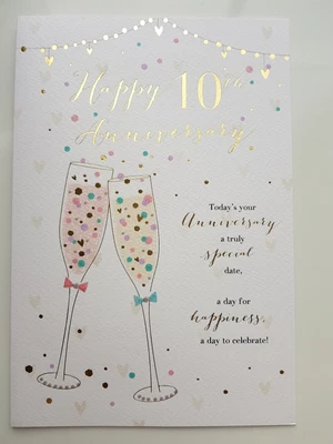 £3.49 • Buy Happy 10th Wedding Anniversary Greetings Card