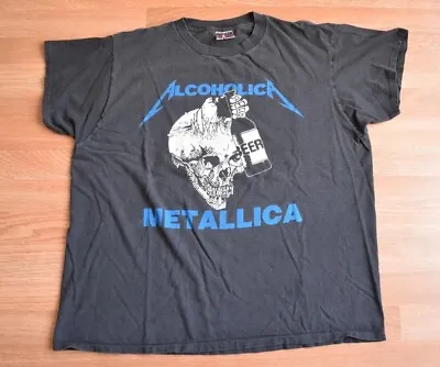 Vintage 1990s Metallica Alcoholica Pushead Shirt Tee L Rare 90s Tour • $199.99
