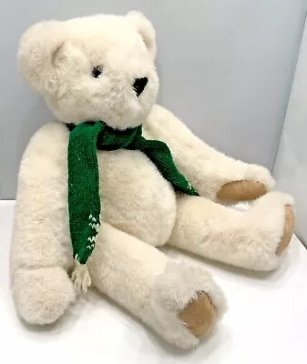 VINTAGE VERMONT TEDDY BEAR CO JOINTED STUFFED WINTER BEAR Paw Plush 16.75” • $42.98
