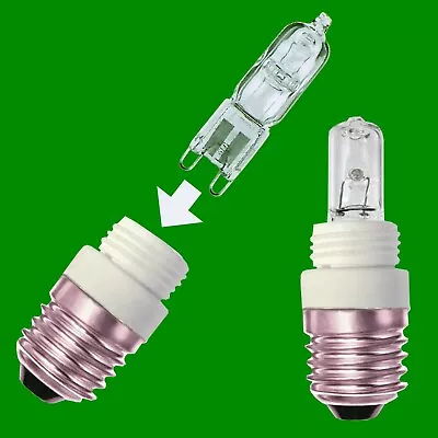 4x 28W G9 Halogen Clear Capsule Light Bulb & ES E27 To G9 Adaptor Converter • £9.49