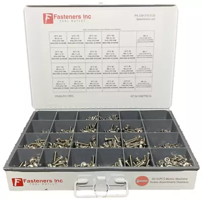 3610 PIECE ASSORTMENT Metric Stainless Steel Philips Pan Head Machine Screws • $149.99