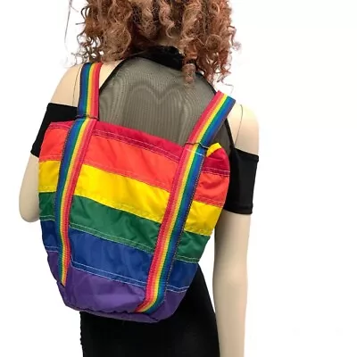 Vintage 1980s RAINBOW Gay Pride LGBTQ Backpack Insulated Bag Taiwan 70s 80s • $213.62