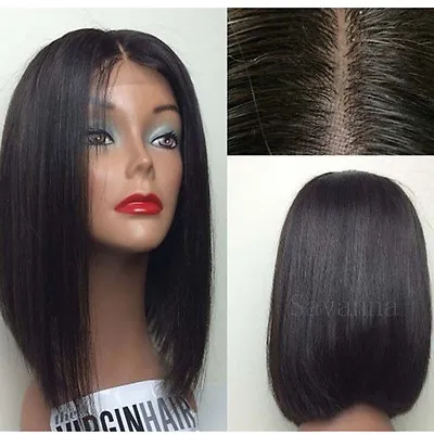 Black Short Bob Straight Wigs Glueless Synthetic Lace Front Wigs For Black Women • $19.90