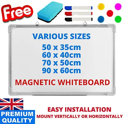 Whiteboard Board Magnetic Wipe White Office Notice Home Large Small School Memo • £0.99