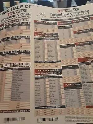 Tottenham V Chelsea 2012 FA CUP SEMI FINAL Betting Slips  • £1.25