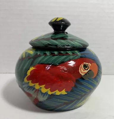 Tucan/parrot Wood Folk Art Trinket Box • $14.99